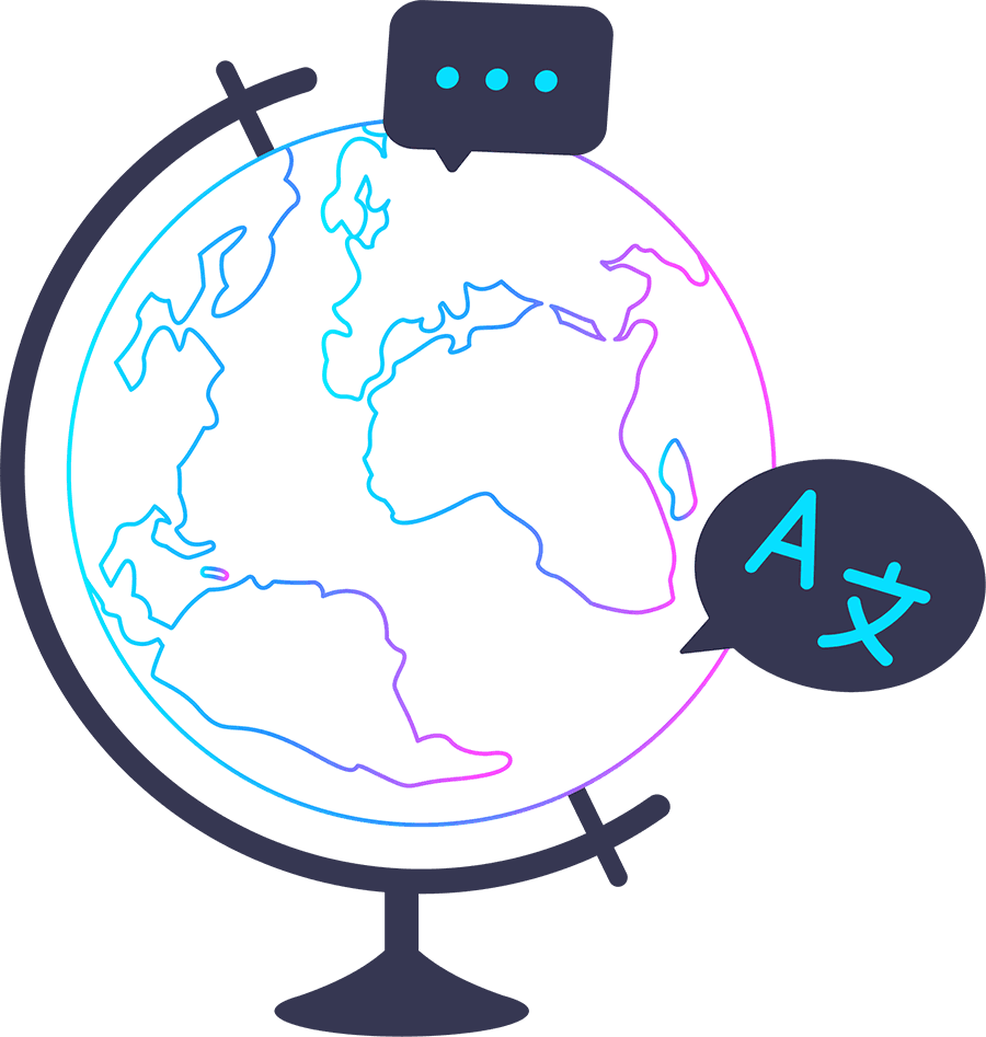 Globe showing multiple languages